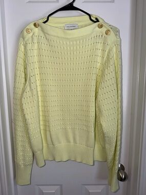 Free Assembly Lemon Knit Button-Shoulder Sweater